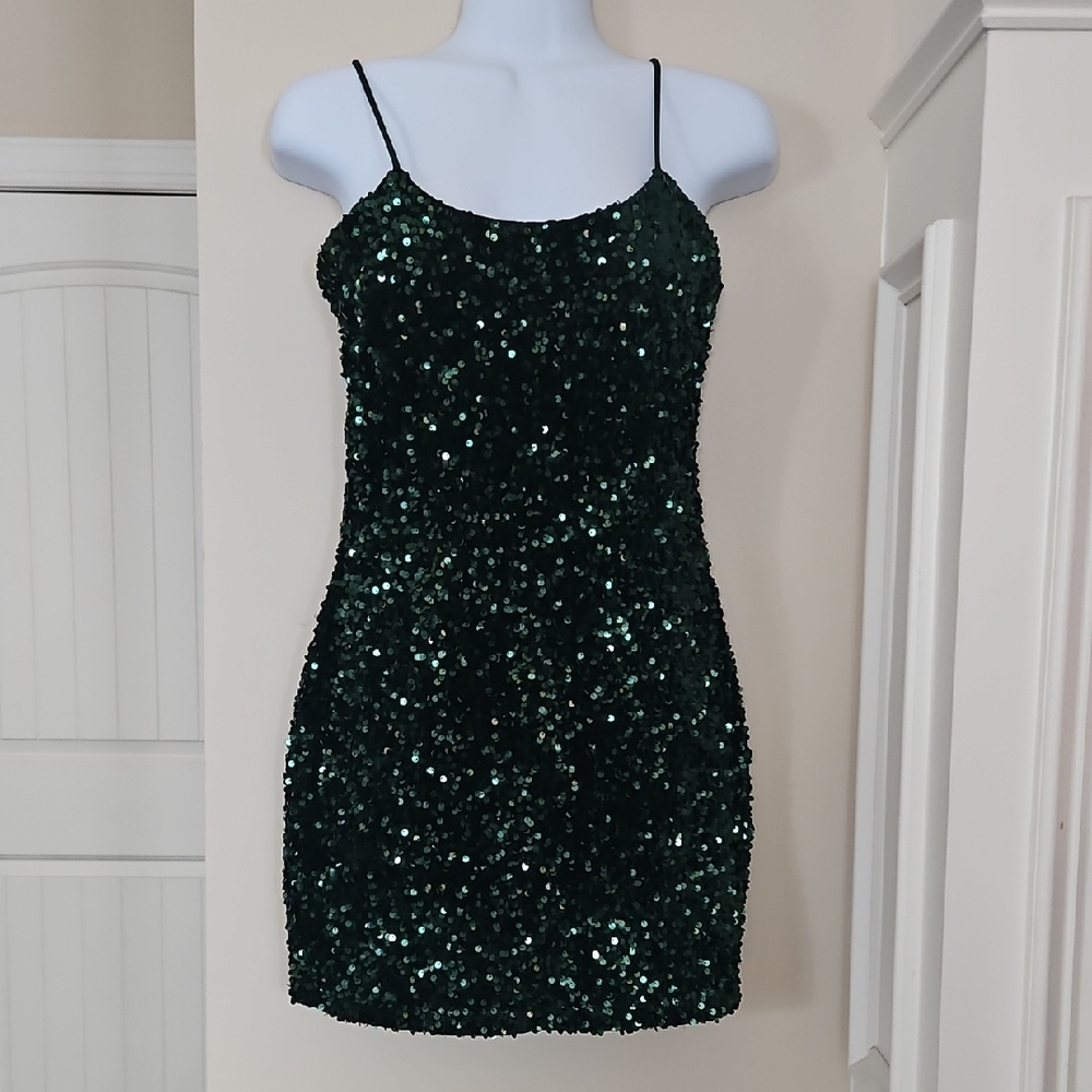 Elvi Emerald Sequin Mini Dress